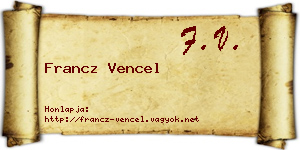 Francz Vencel névjegykártya